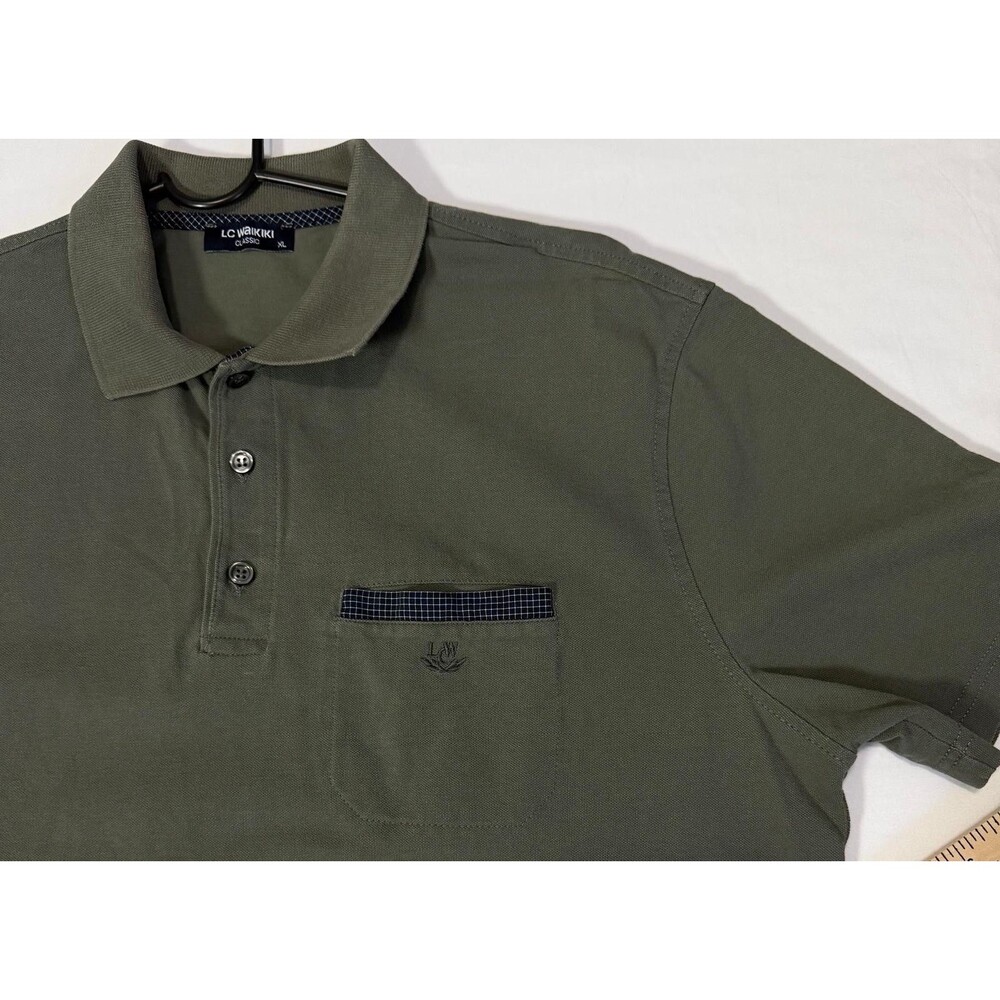 LC Waikiki Men’s Polo Shirt Olive Green Short Sleeve Classic XL.